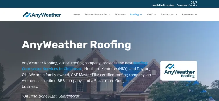 Screenshot AnyWeather Roofing