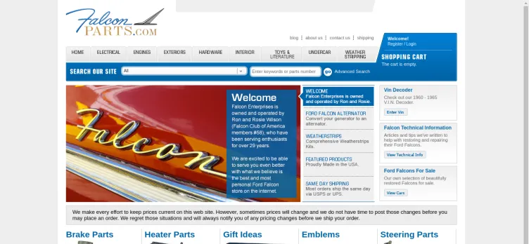 Screenshot FalconParts.com