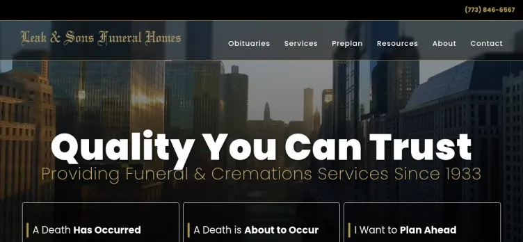 Screenshot Leak & Sons Funeral Home-Chicago