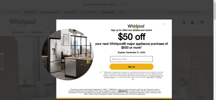 Screenshot Whirlpool Canada