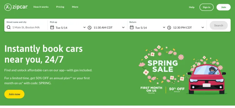 Screenshot Zipcar
