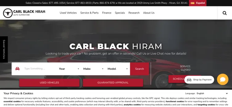 Screenshot Carl Black Auto Superstore of Hiram