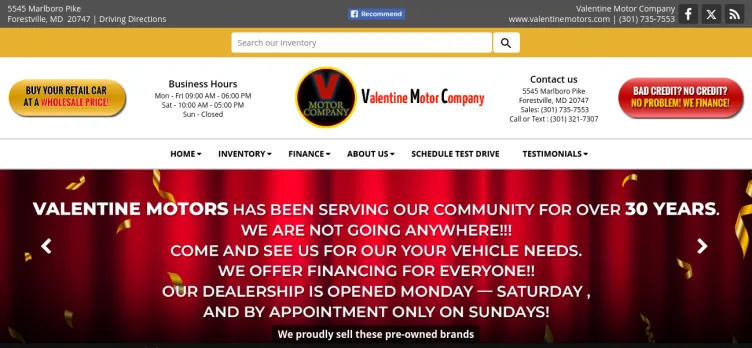 Screenshot Valentine Motor Company