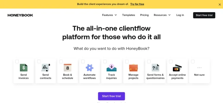 Screenshot HoneyBook