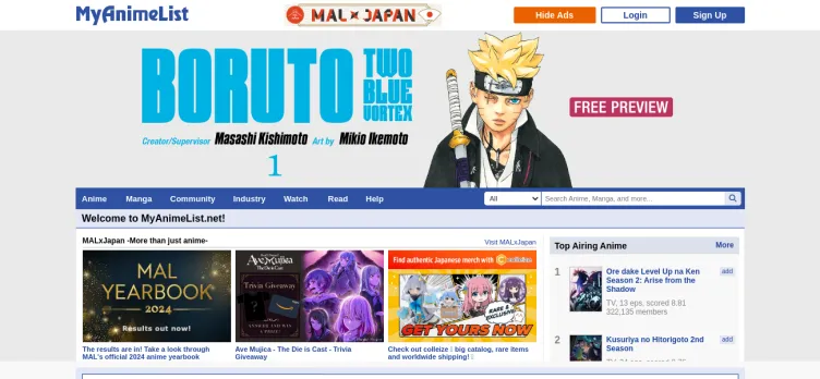 Screenshot MyAnimeList