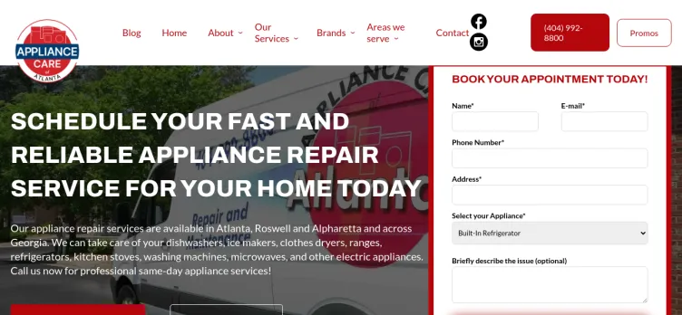 Screenshot Appliance Care of Atlanta