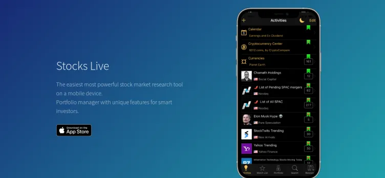 Screenshot Stocks Live+ Best Stock Market