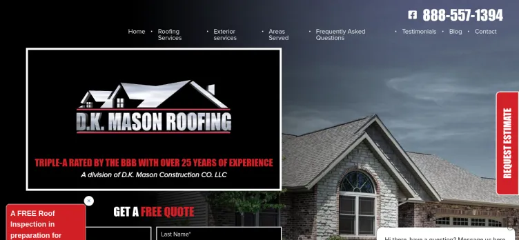 Screenshot D. K. Mason Roofing