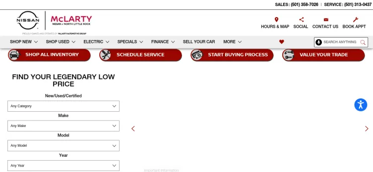 Screenshot McLarty Nissan of North Little Rock
