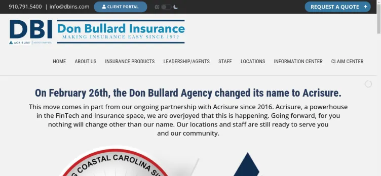 Screenshot Don Bullard Insurance