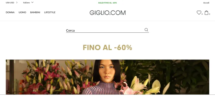 Screenshot Giglio.com Online Fashion Store