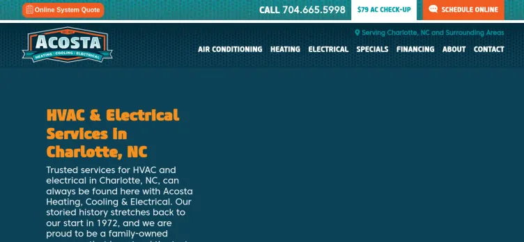 Screenshot Acosta Heating, Cooling & Electrical