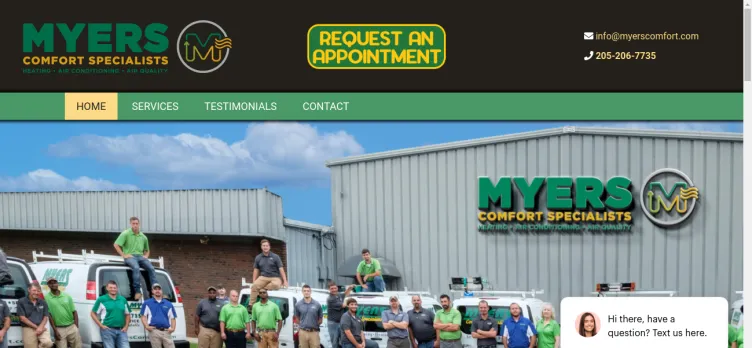 Screenshot Myers Comfort Specialists of Birmingham
