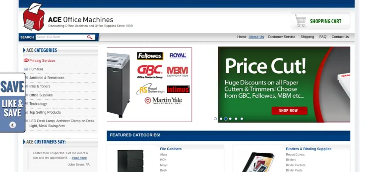 Screenshot ACEOfficeMachines