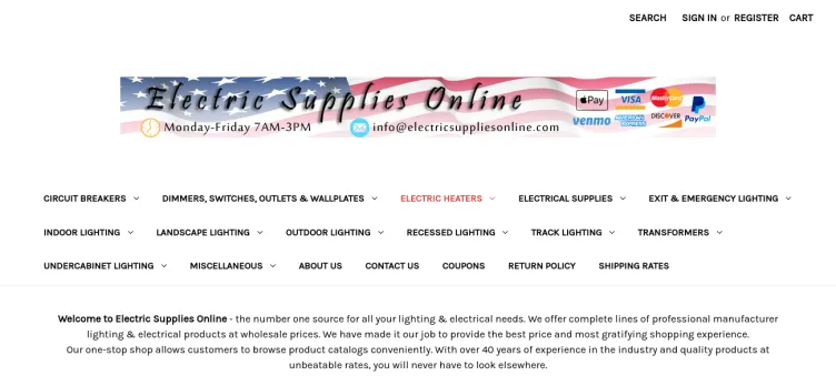 Screenshot Electric Supplies Online