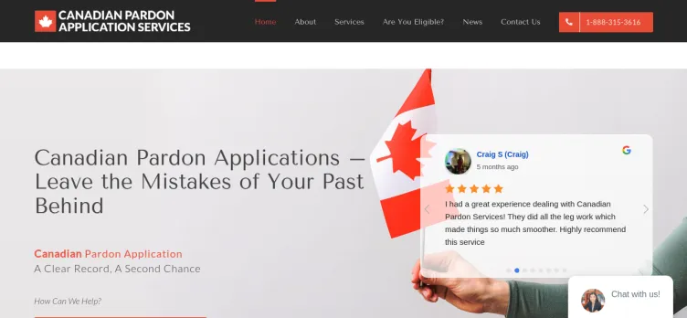 Screenshot Canadian Pardon Application Services