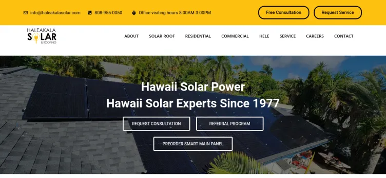 Screenshot Haleakala Solar & Roofing