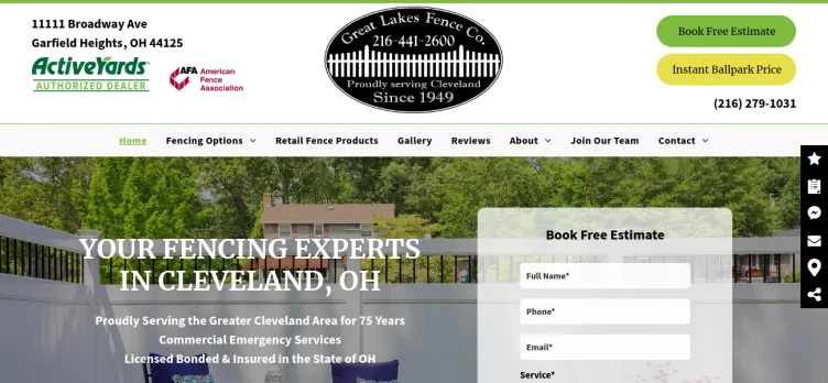 Screenshot Great Lakes Fence Company