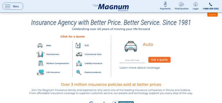 Screenshot Magnum Insurance Agency