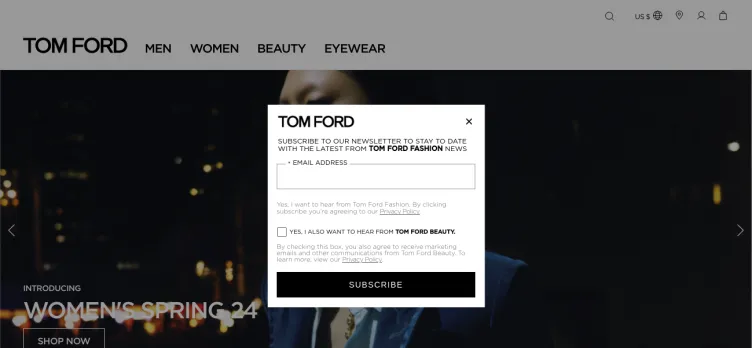 Screenshot Tom Ford International