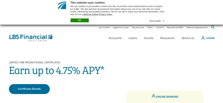 Screenshot LBS Financial Credit Union