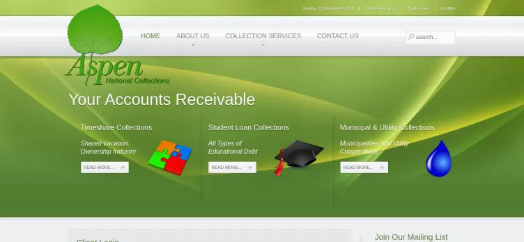 Screenshot Aspen National Collections