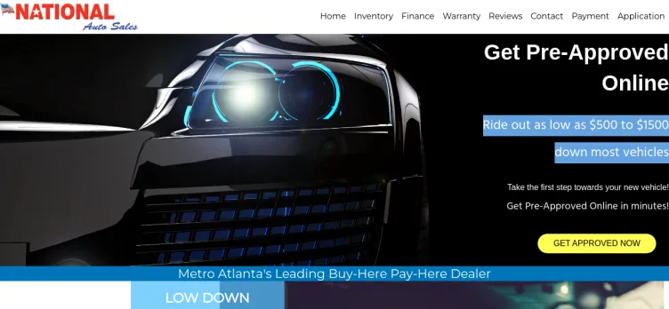 Screenshot National Auto Sales
