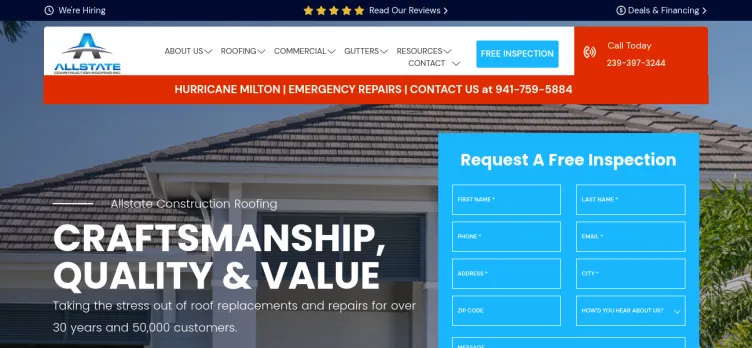 Screenshot Allstate Construction Roofing