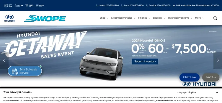 Screenshot Swope Hyundai - Genesis