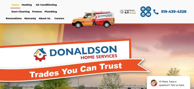 Screenshot Donaldson Heating & Air Conditioning