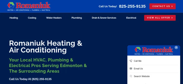 Screenshot Romaniuk Heating & Air Conditioning