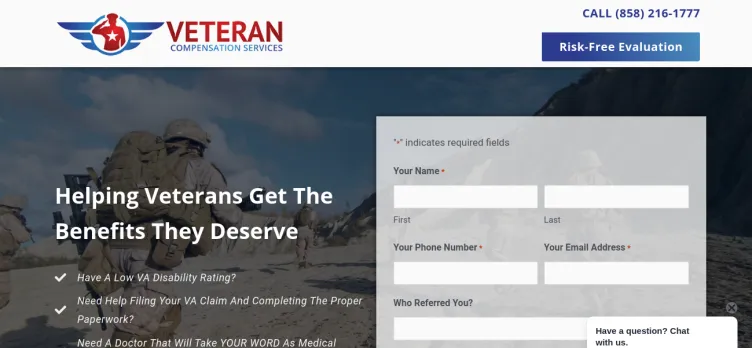 Screenshot Veteran Compensation Services