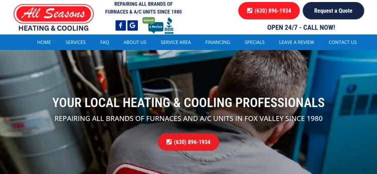 Screenshot All Season's Heating & Cooling