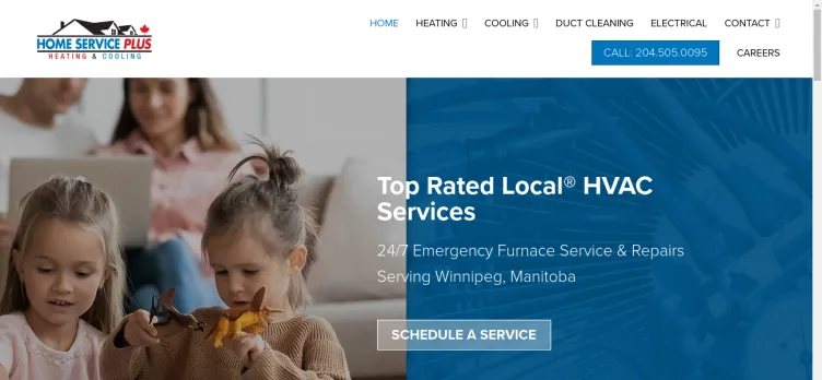 Screenshot Home Service Plus Winnipeg Heating & Cooling
