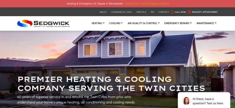 Screenshot Sedgwick Heating & Air Conditioning