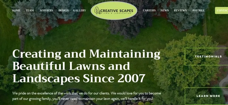 Screenshot Creative Scapes Lawn & Landscaping