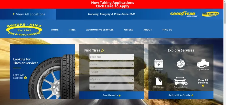 Screenshot Brooks-Huff Tire & Auto Centers