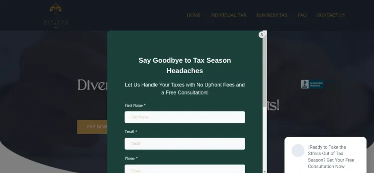 Screenshot Diverse Tax Service