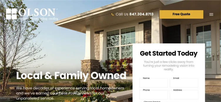 Screenshot Olson Windows, Doors, Siding & Roofing