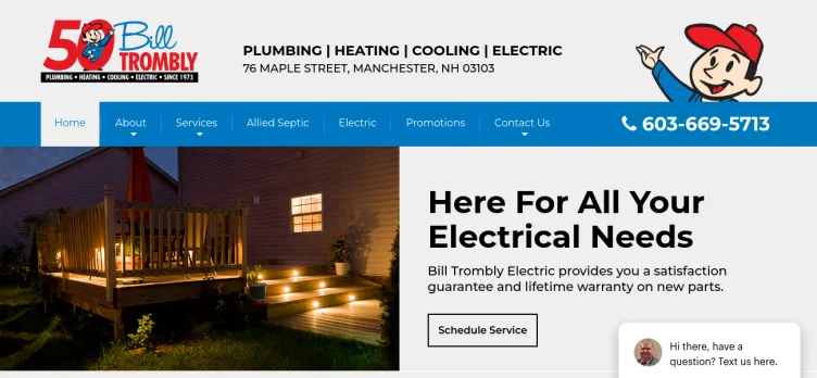 Screenshot Bill Trombly Plumbing, Heating and Cooling