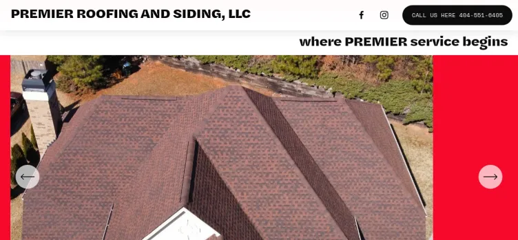 Screenshot Premier Roofing and Siding