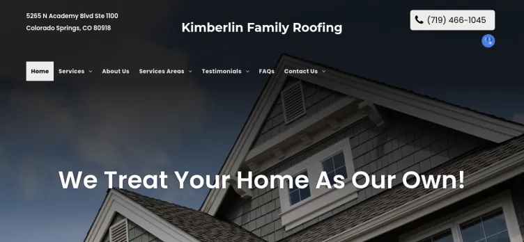 Screenshot Kimberlin Family Roofing