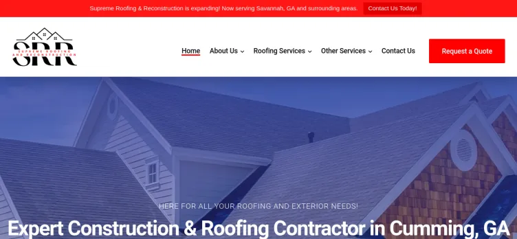 Screenshot Supreme Roofing and Reconstruction