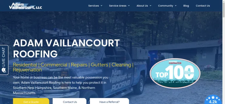 Screenshot Adam Vaillancourt Roofing and Construction