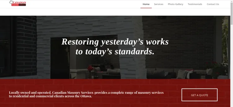 Screenshot Canadian Masonry Services