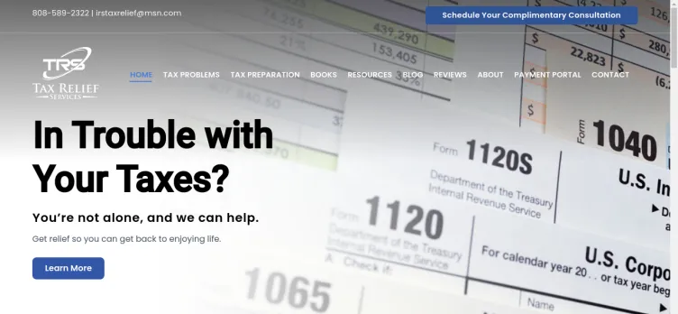 Screenshot Tax Relief Services