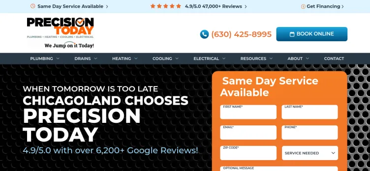 Screenshot Precision Today Plumbing Heating Cooling Electrical