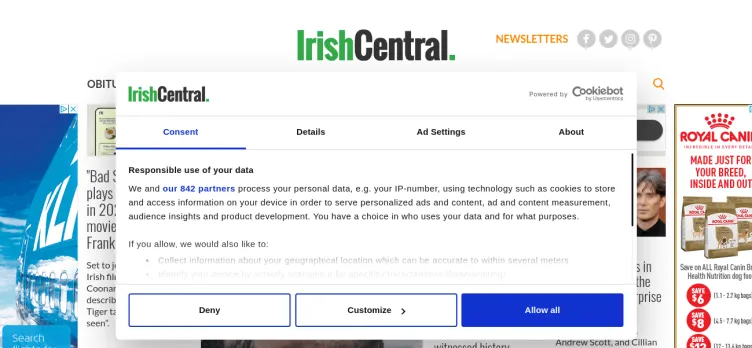 Screenshot IrishCentral