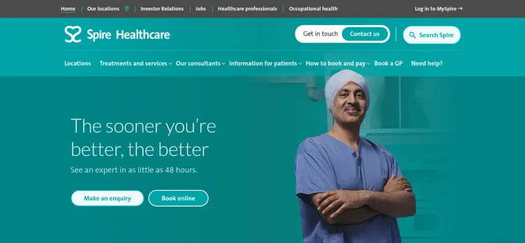 Screenshot Spire Healthcare