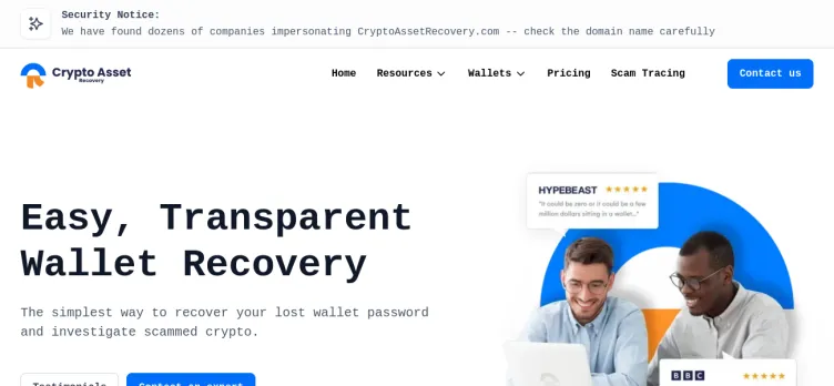 Screenshot Crypto Asset Recovery